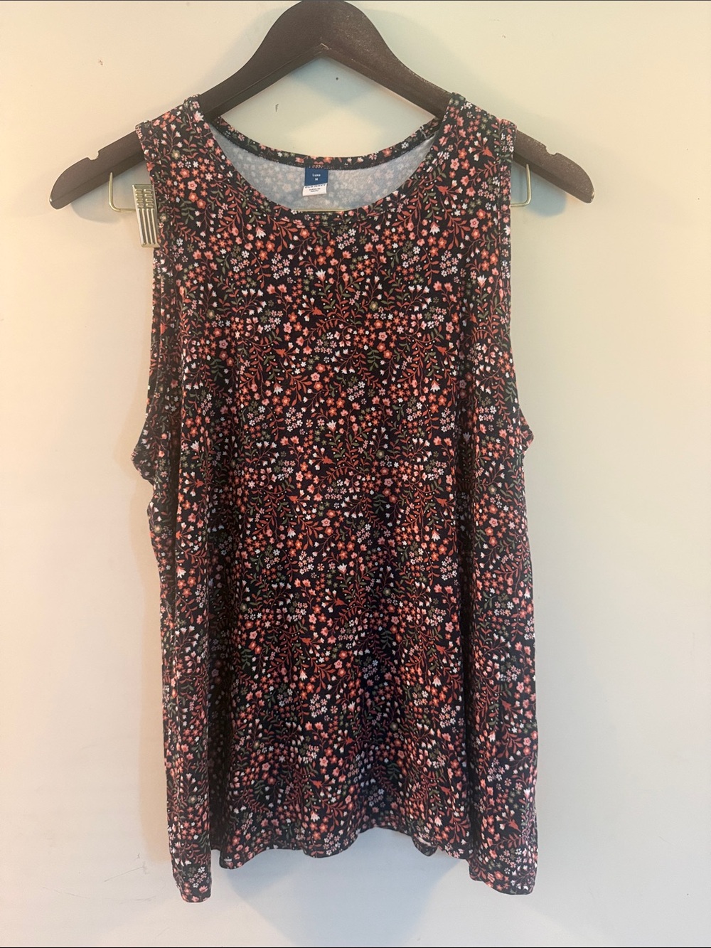 Old Navy Women’s Luxe Navy Pink Floral Sleeveless Tank Top Sz Medium EUC